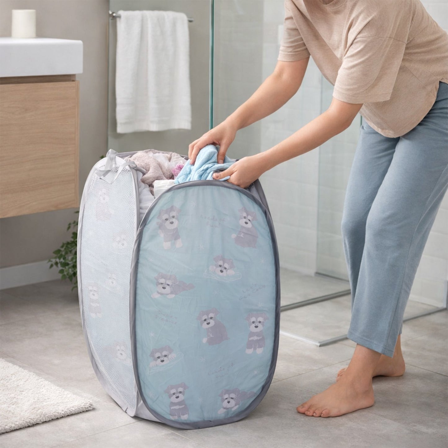 spacious mesh laundry hamper