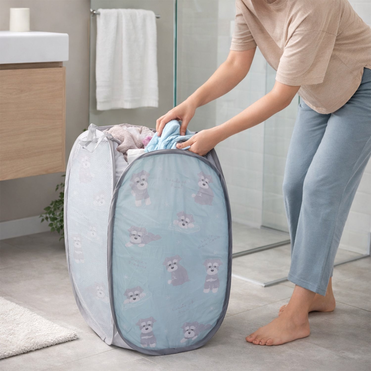 spacious mesh laundry hamper