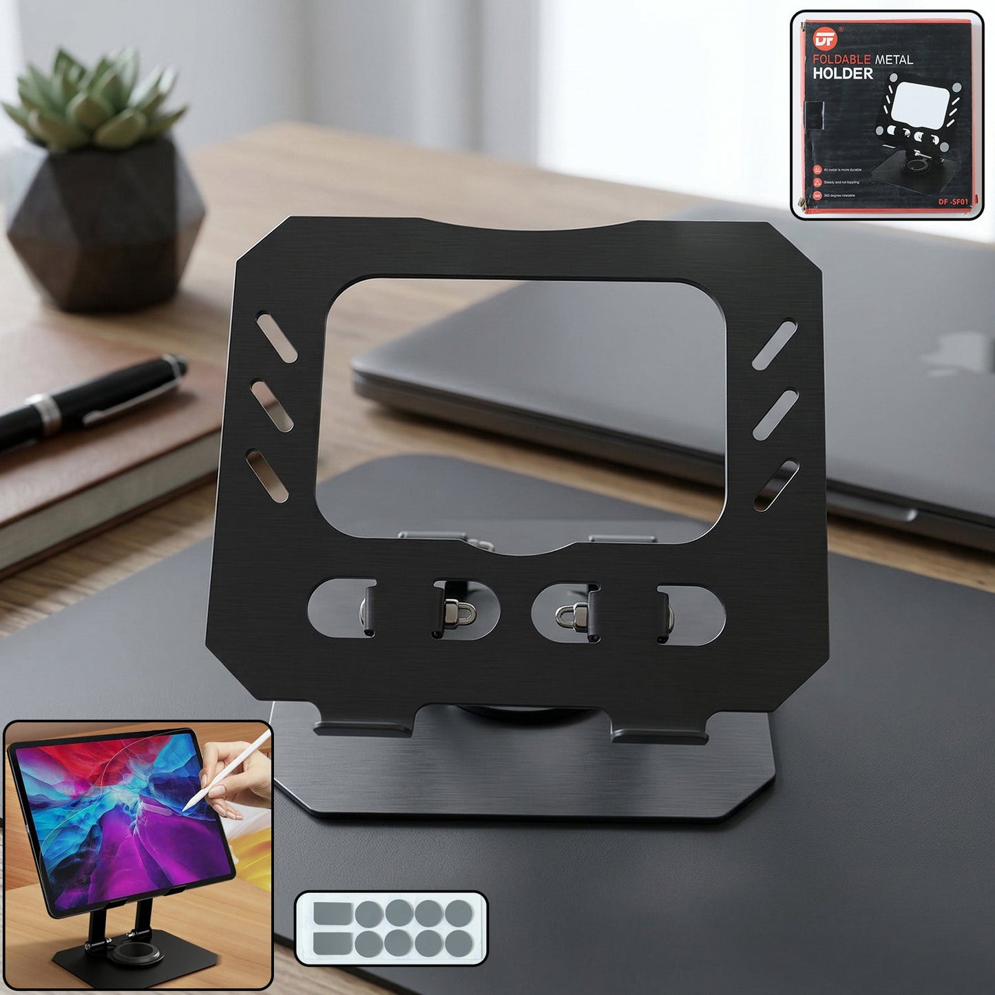 Foldable Adjustable Metal Tablet Stand (1 Pc)