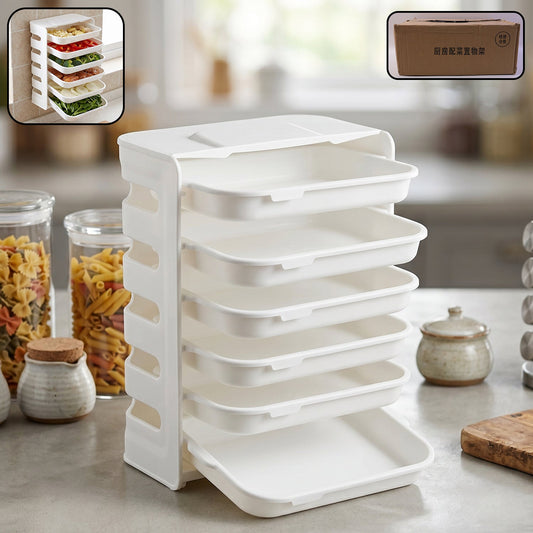 Wall Mount 6-Layer Food Storage Rack – Stackable, Space-Saving Organizer
