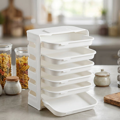 Wall Mount 6-Layer Food Storage Rack – Stackable, Space-Saving Organizer