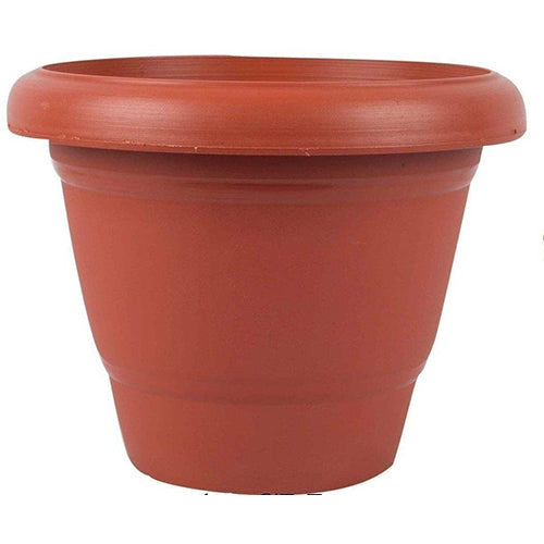 Brown plastic garden planter pot for plants
