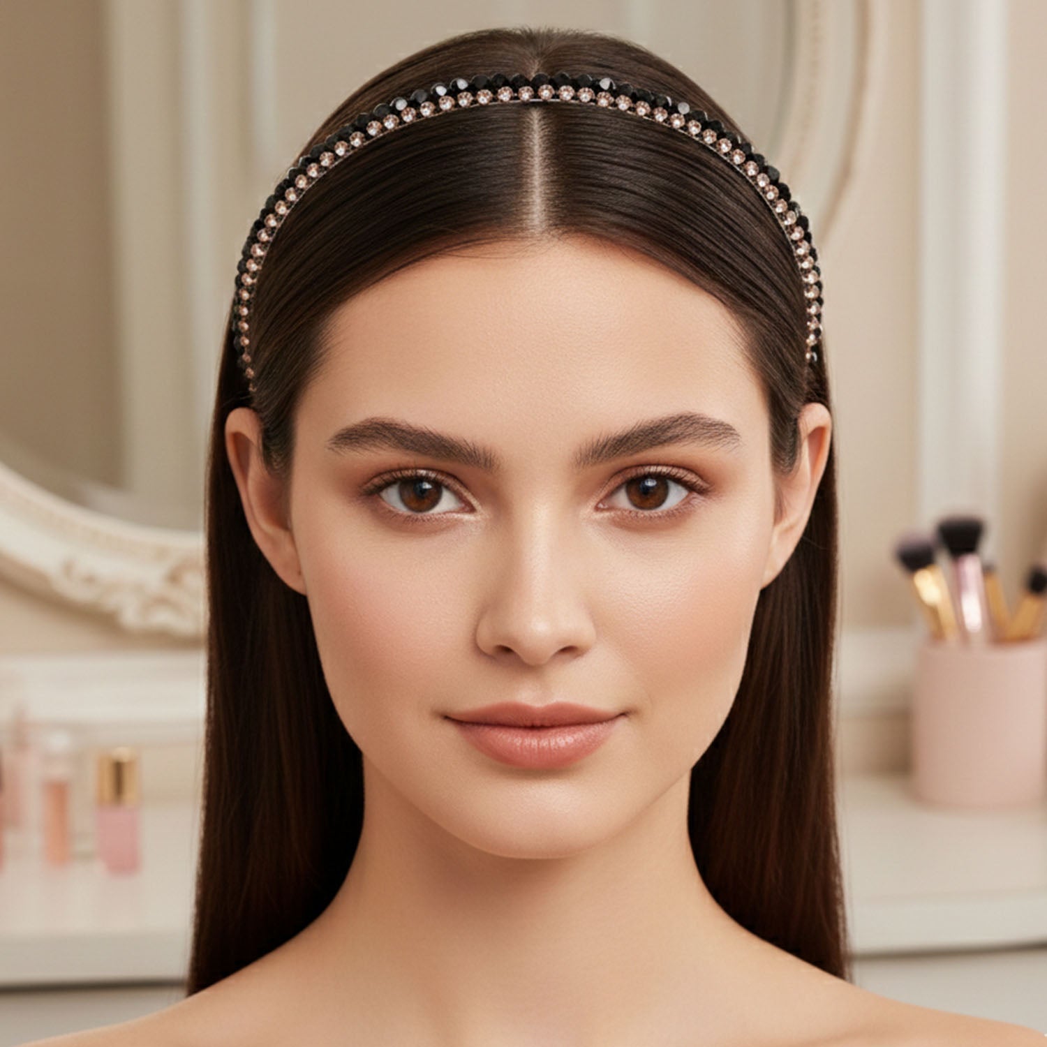 Stylish black stone hair accessory
