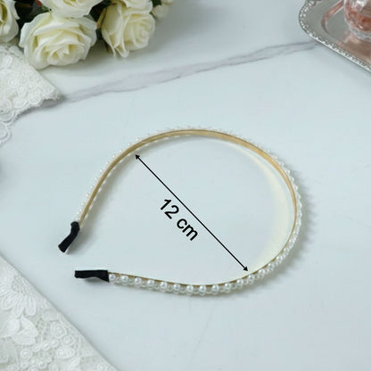Decorative pearl studded gold hair band