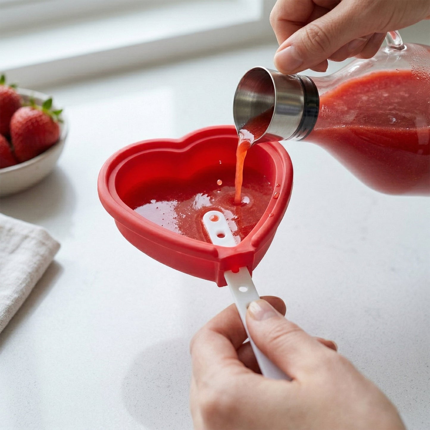 Premium Heart Shape Silicone Popsicle Mold Set 4 Pc