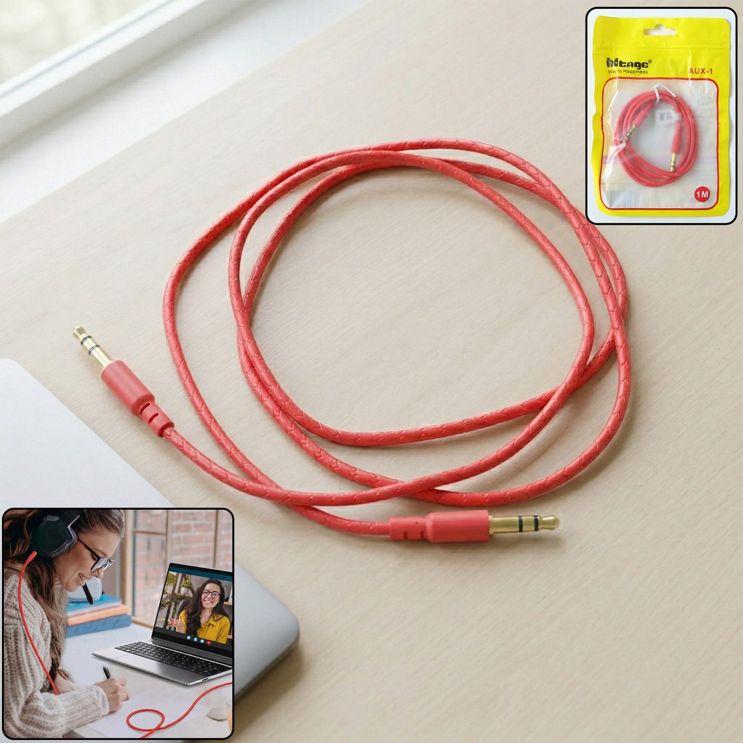 3.5mm aux audio cable 1 meter for audio devices