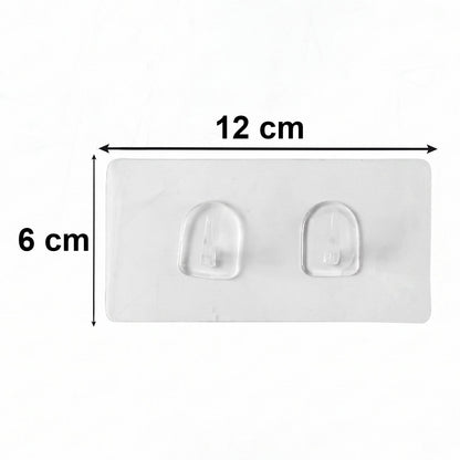 Transparent Double Hook Self Adhesive Wall Sticker (1 Pc)