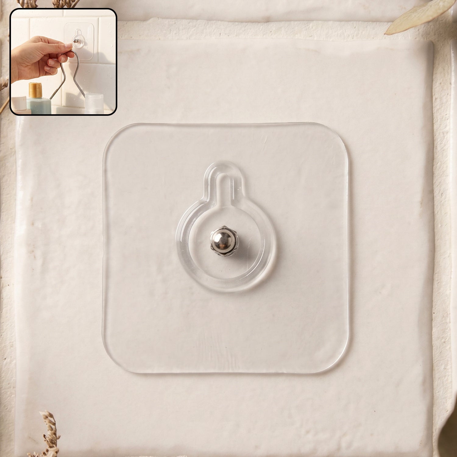 Self-Adhesive Wall Hook with Metal Stud
