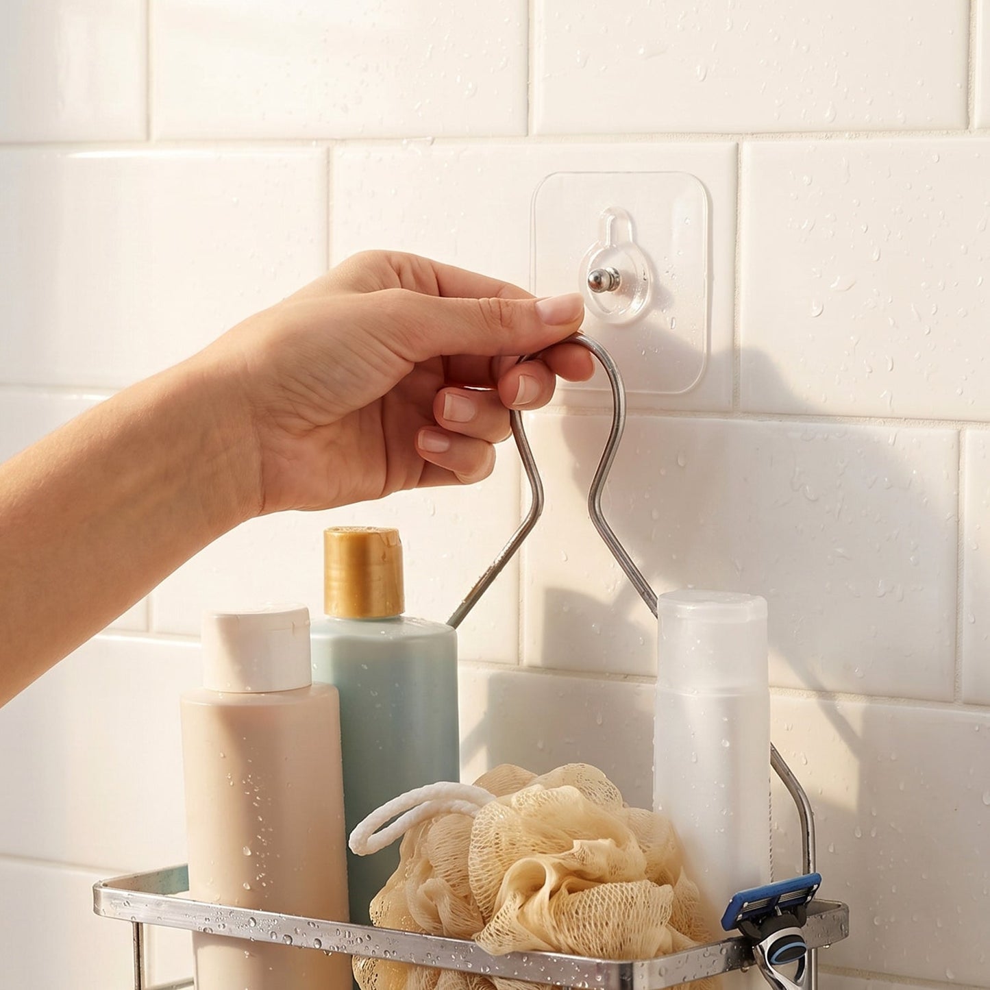No Drill Clear Wall Hook with Metal Pin