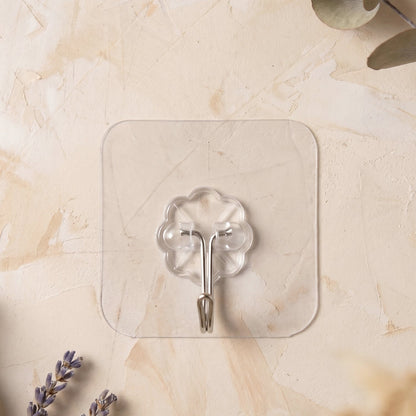 Flower Shape Transparent Self Adhesive Wall Hook (1 Pc)