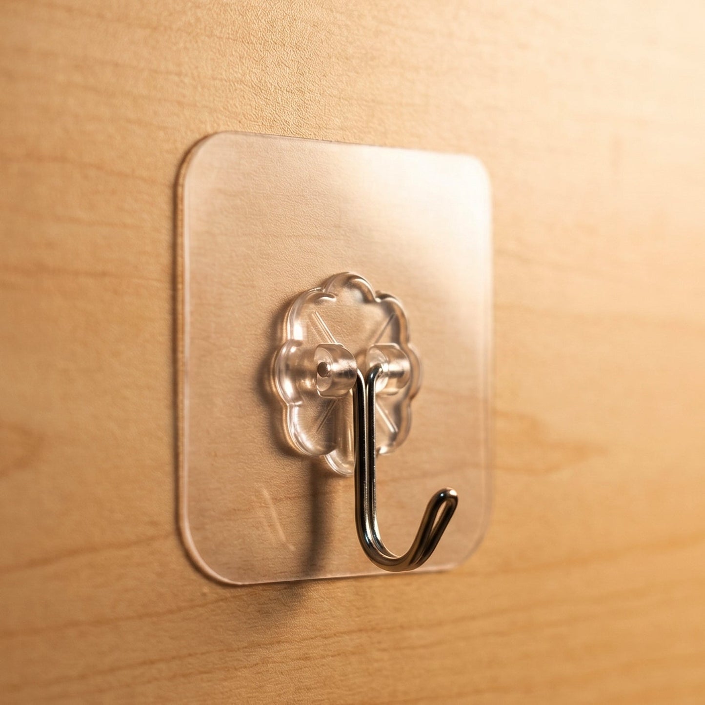 Flower Shape Transparent Self Adhesive Wall Hook (1 Pc)