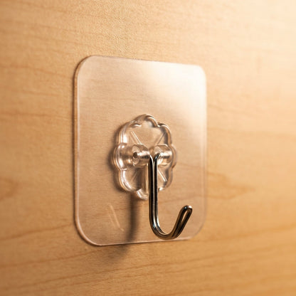 Flower Shape Transparent Self Adhesive Wall Hook (1 Pc)