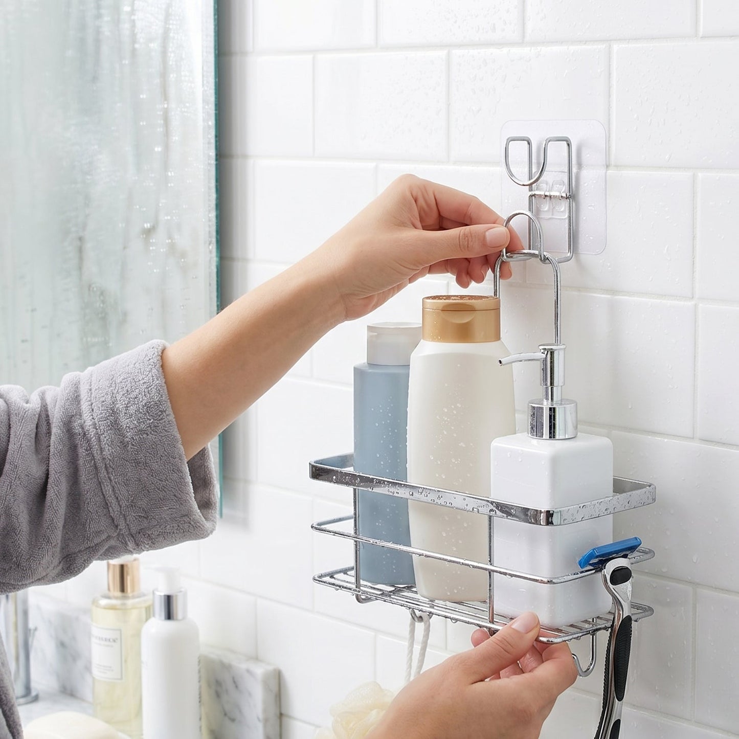 Transparent Double Loop Adhesive Wall Holder Hook (1 Pc)