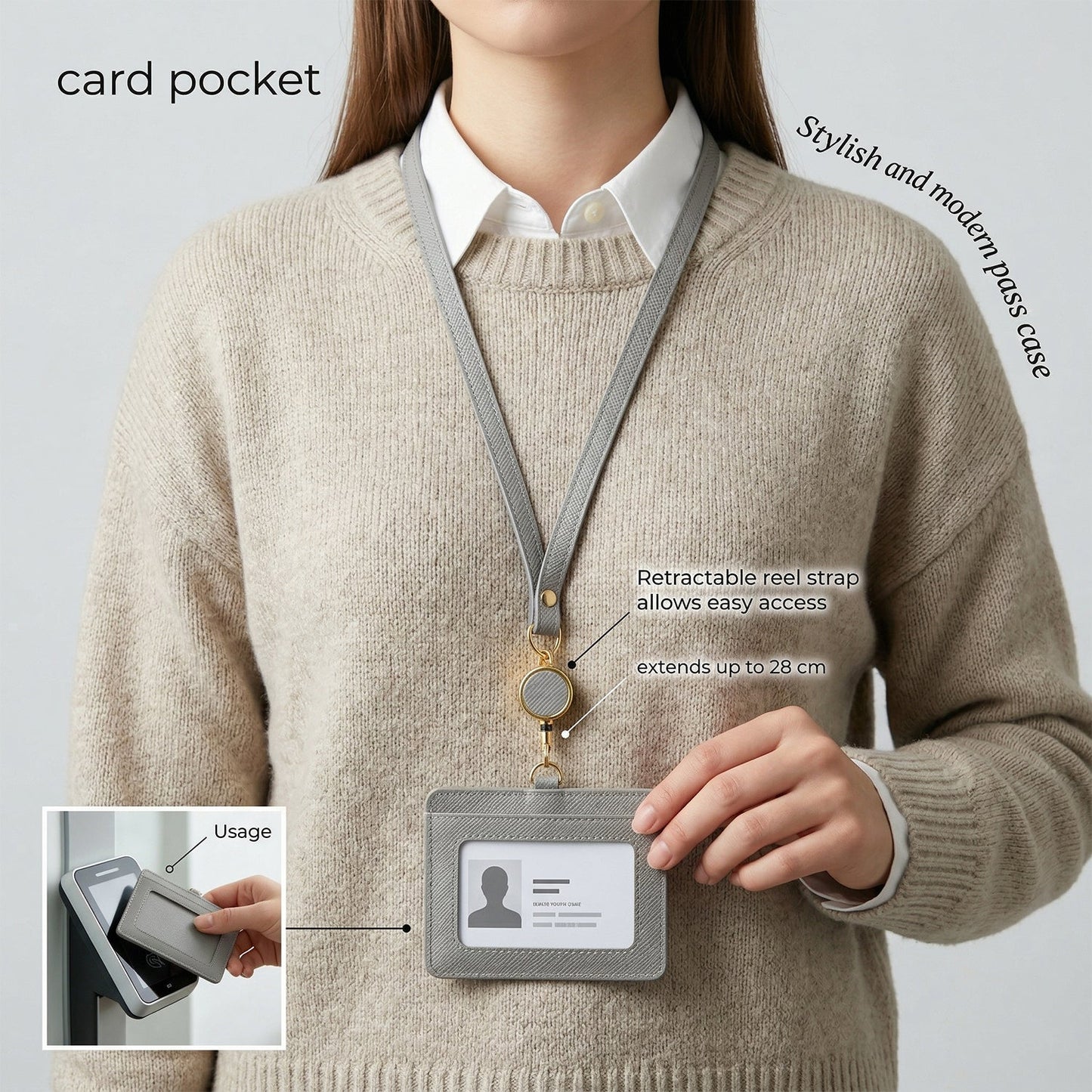 card holder with strap for employees and students