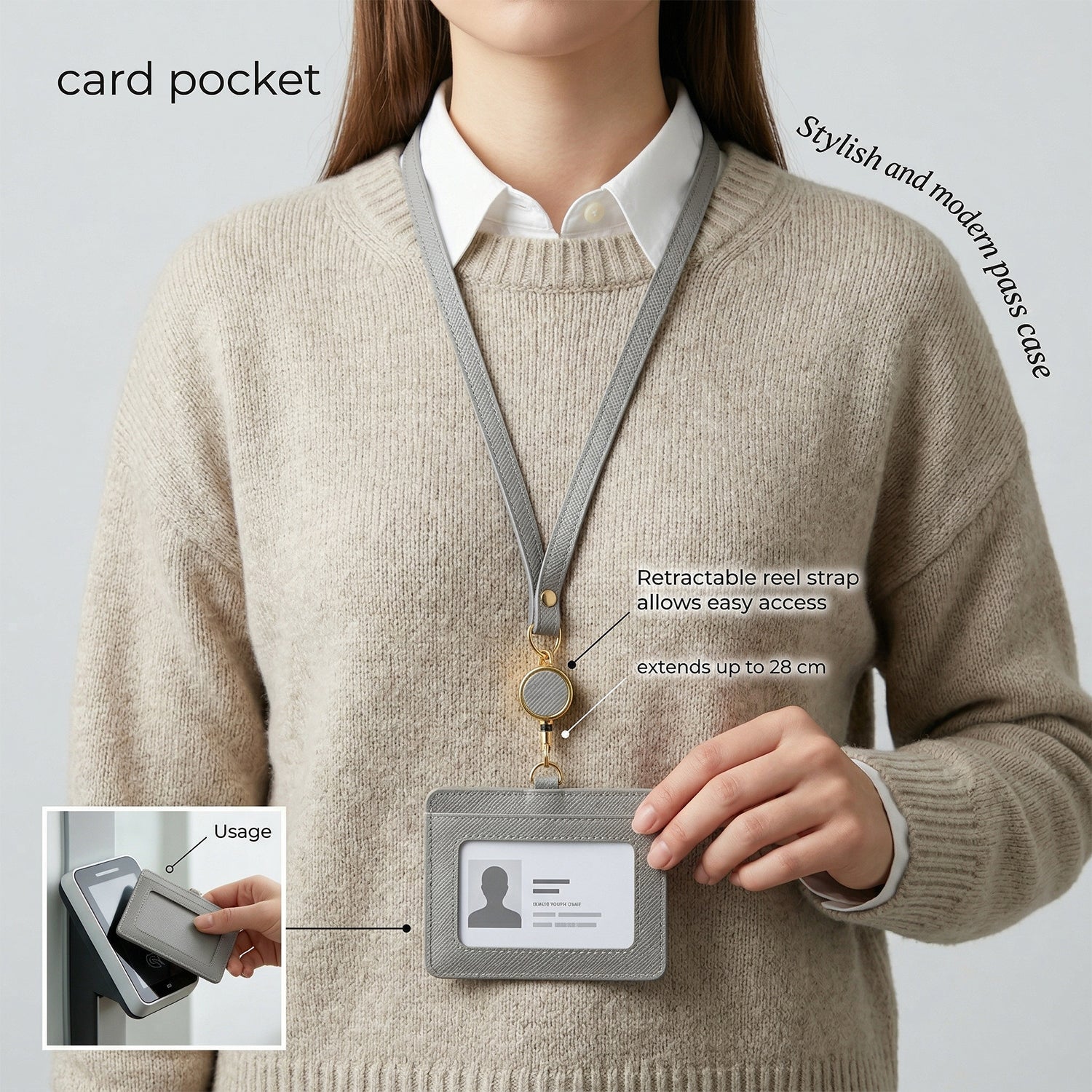 card holder with strap for employees and students