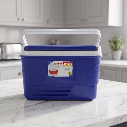 Portable Insulated Ice Cooler Box with Carry Handle (1 Pc, Blue / 6Ltr)