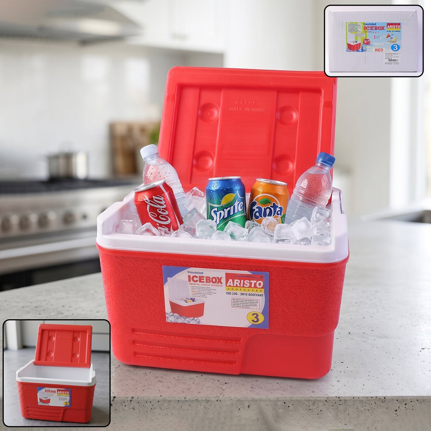 heavy duty insulated ice box cooler 3 litre red portable
