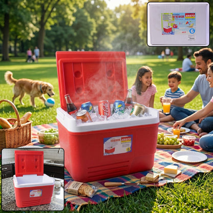 heavy duty insulated ice box cooler 6 litre red portable