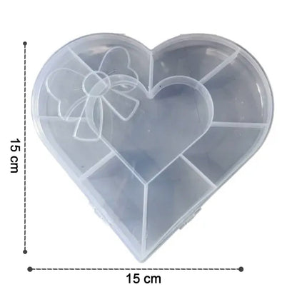 Heart-shaped bead box open showing compartments India