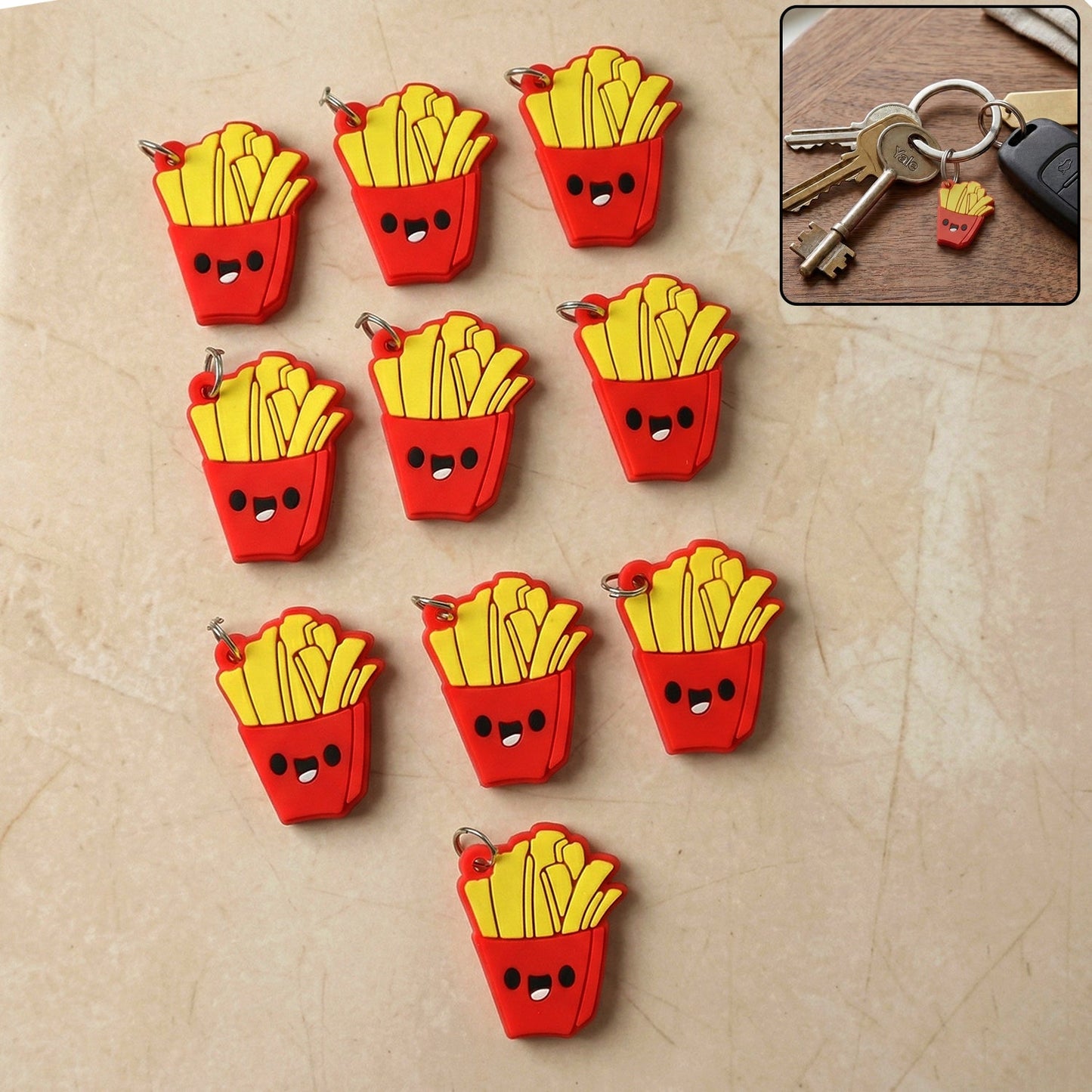 French fries bag charm keychain