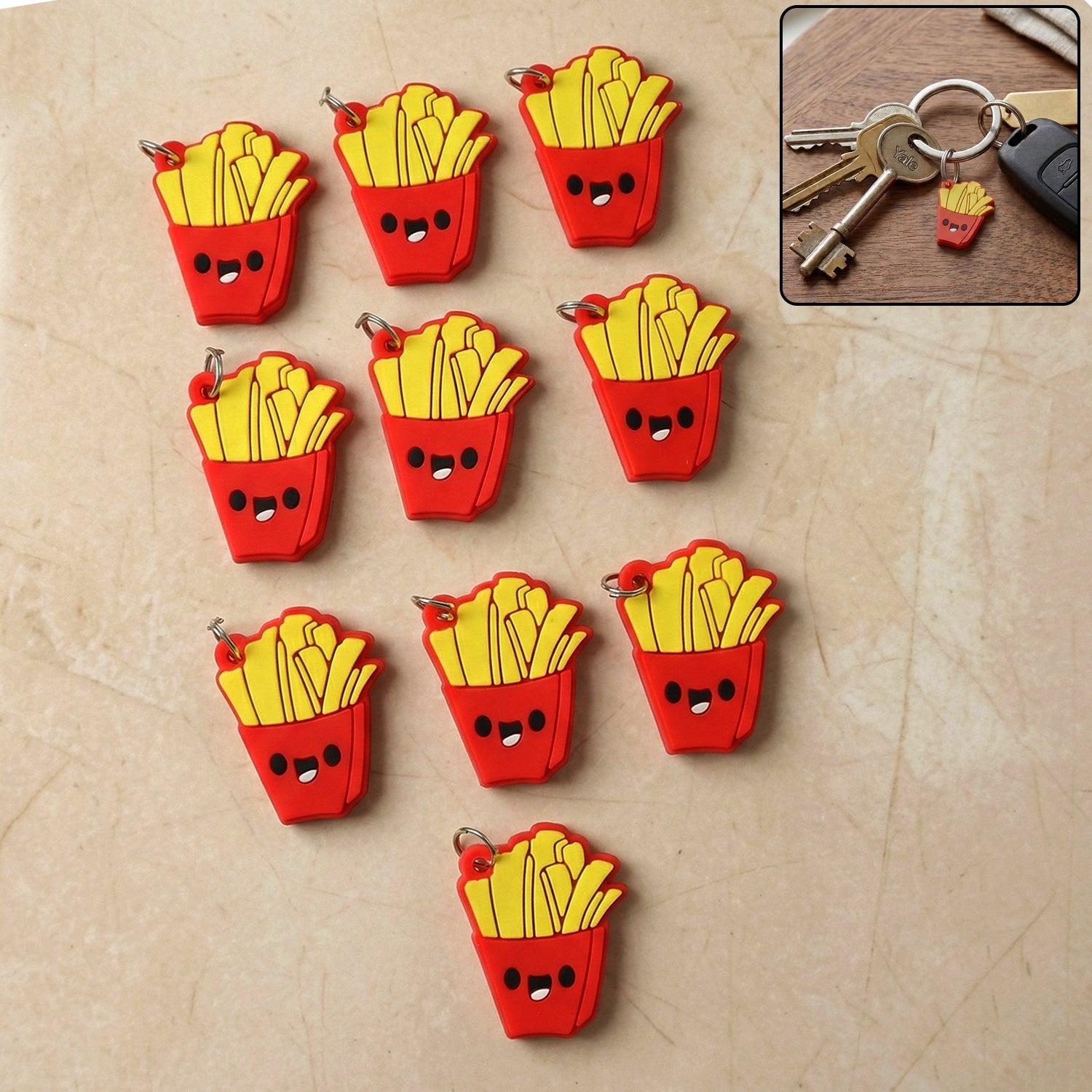 French fries bag charm keychain