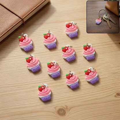 Cupcake rubber key ring set