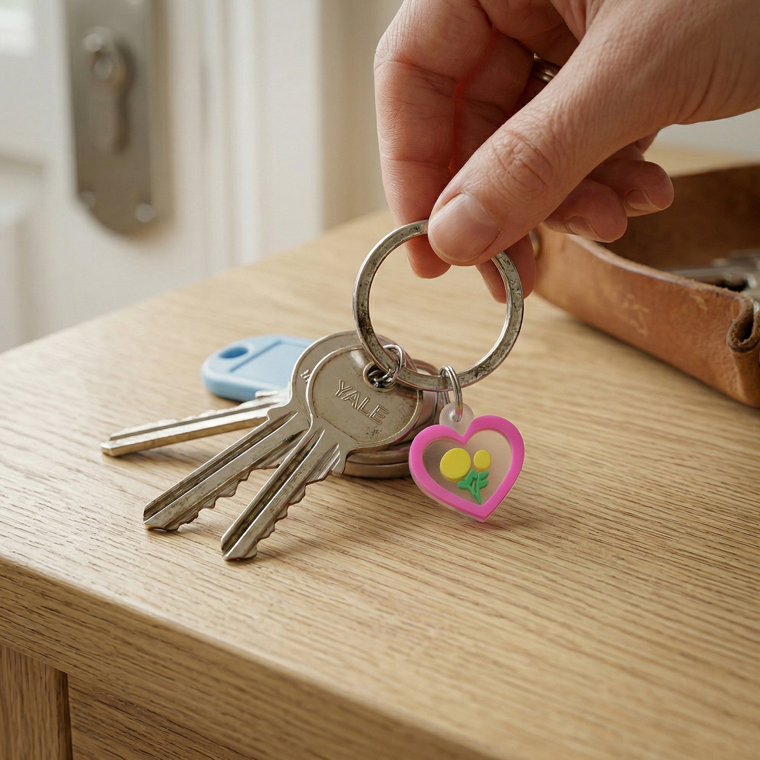 Heart Floral Keyring Set