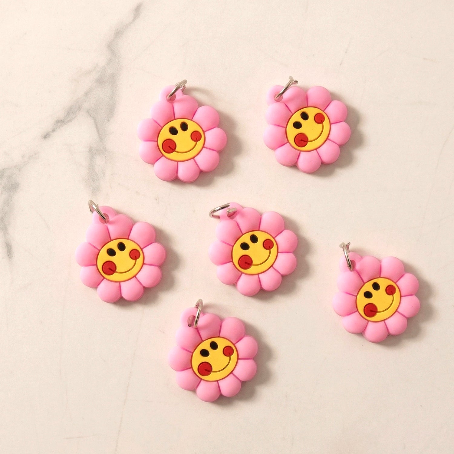 playful flower keyring charm