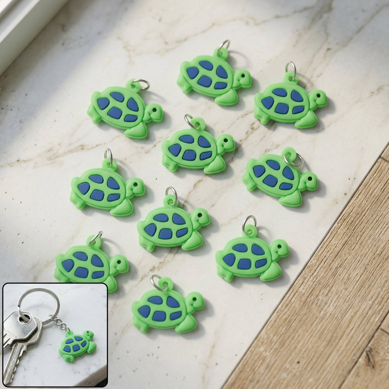Cartoon tortoise key ring set