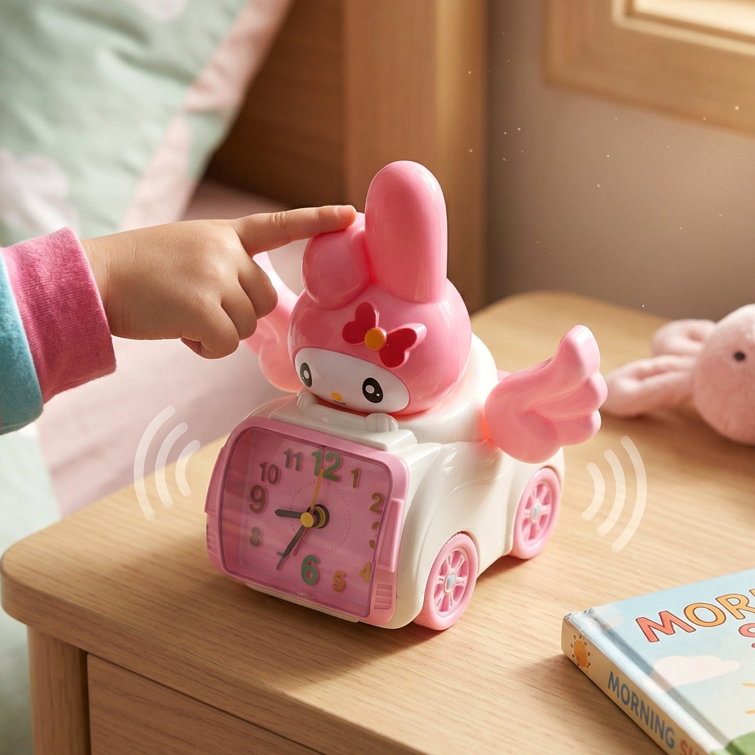 adorable pink bunny alarm clock