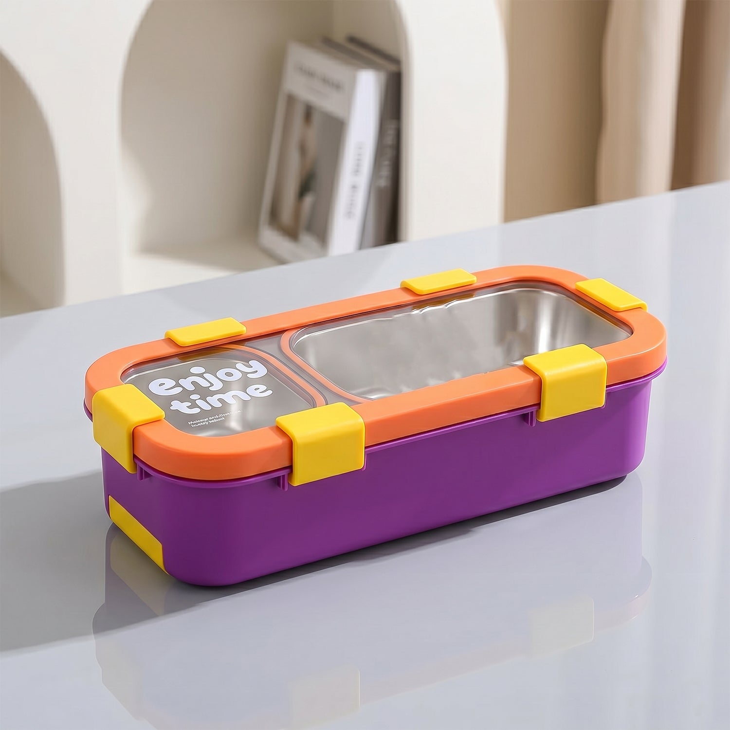 2 compartment steel tiffin box