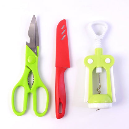 3 Pc Set Kitchen Tool Kit – Wine Bottle Opener, Knife, and Scissors Set