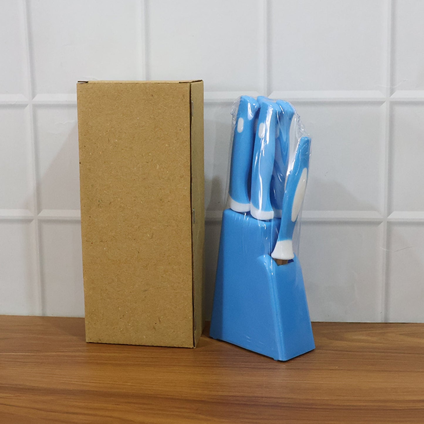 Stainless Steel Knife & Peeler Set with Stand - 6 Pcs