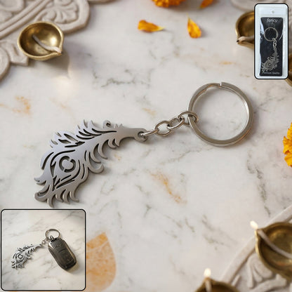 krishna morpich feather keychain