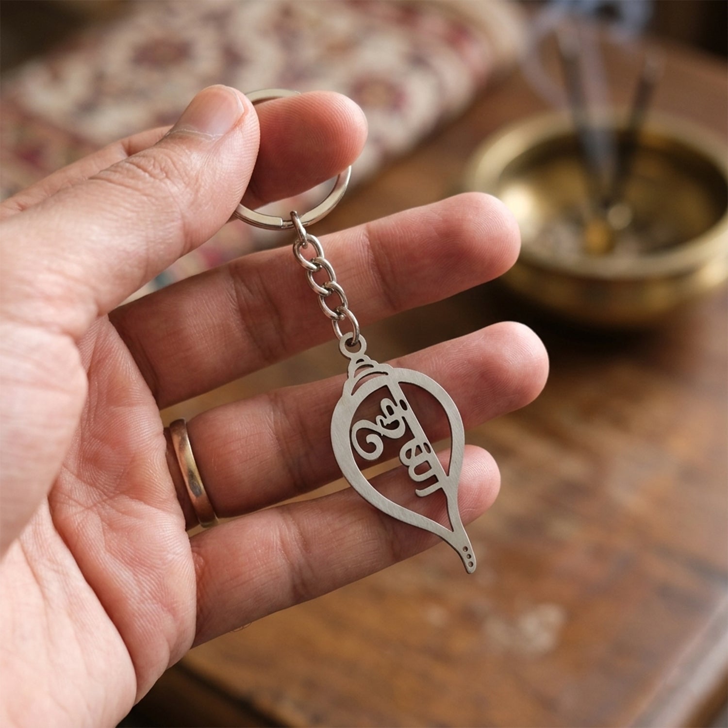 spiritual krishna shankh keychain