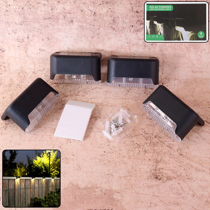  4-Piece Solar Waterproof Garden Stair Railing Lights - main product shot