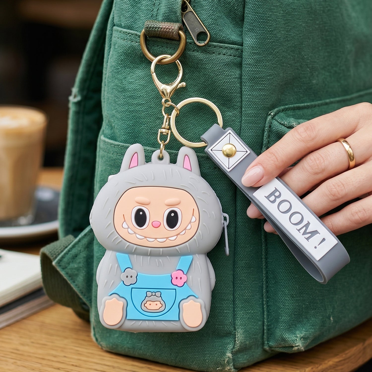 small cartoon pouch keychain for coins keys