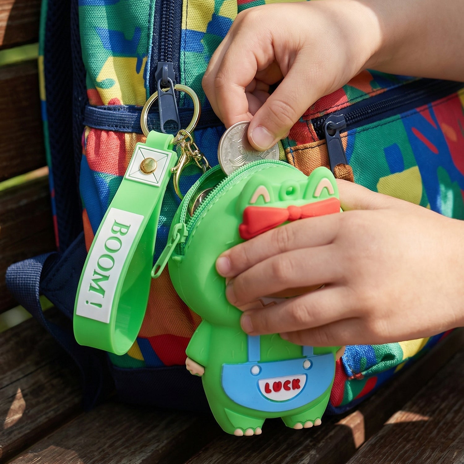 portable mini storage pouch keychain strap design