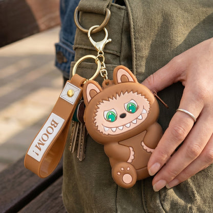 durable cartoon silicone pouch keychain travel use