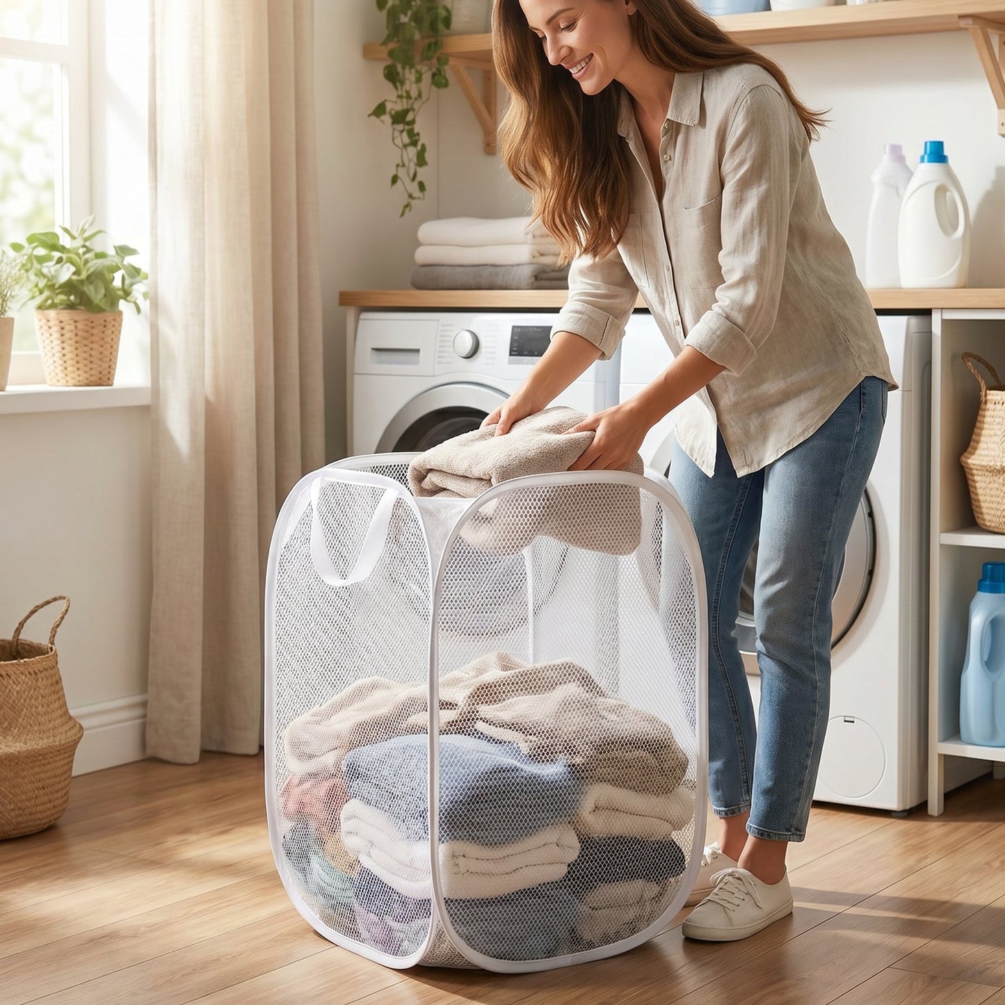 breathable laundry hamper sack