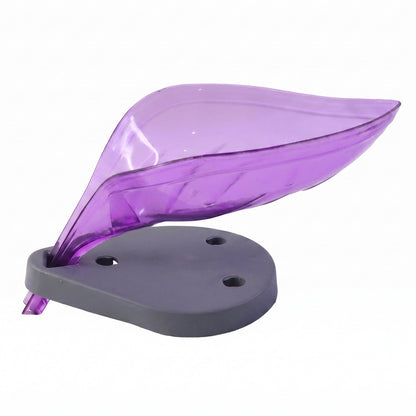 Leaf Shape Soap Tray Holder with Drain Design Bathroom Soap Stand Dish  (1 Pc)