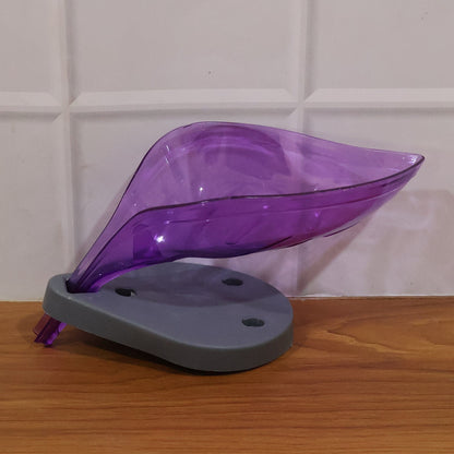 Leaf Shape Soap Tray Holder with Drain Design Bathroom Soap Stand Dish  (1 Pc)