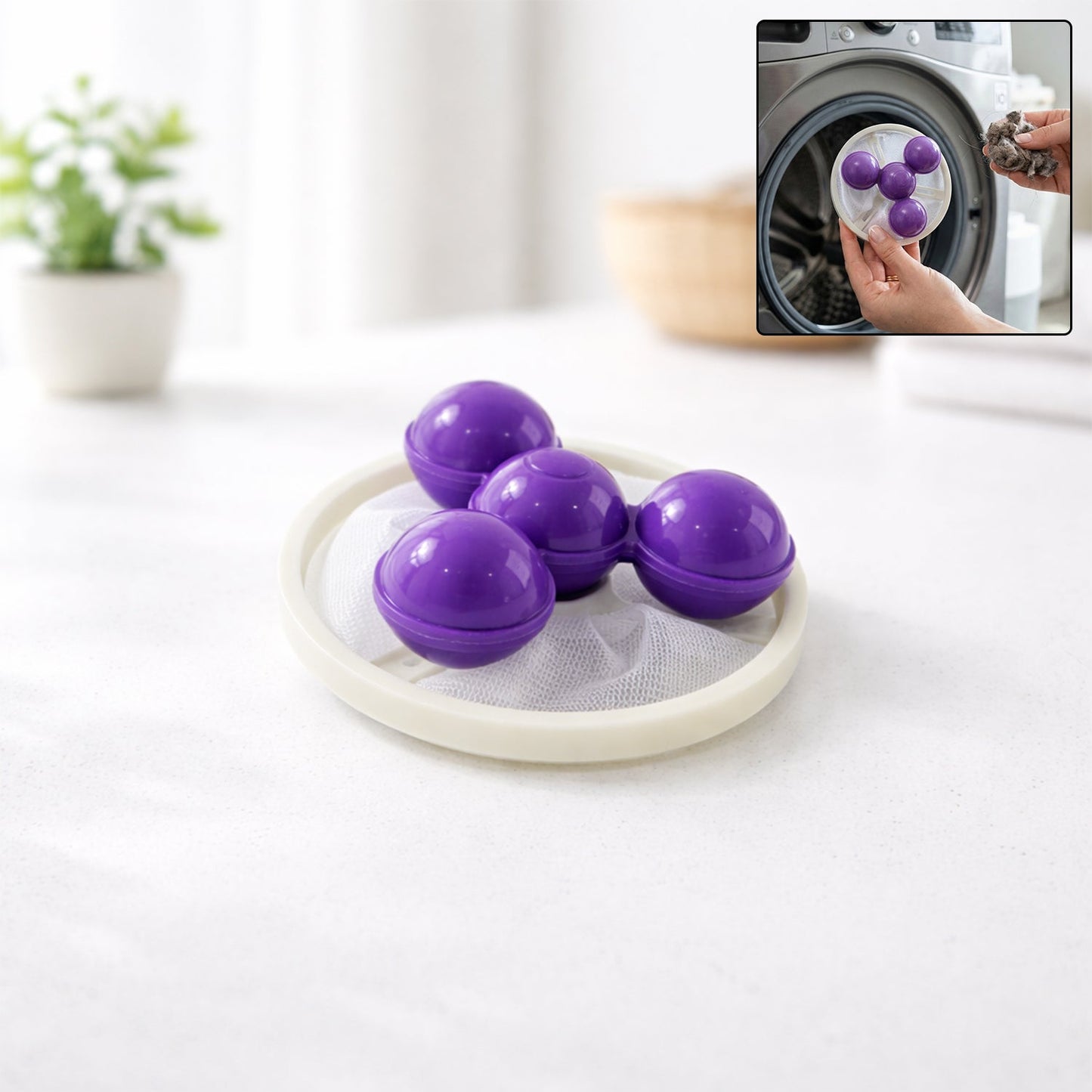 Washing machine lint remover ball