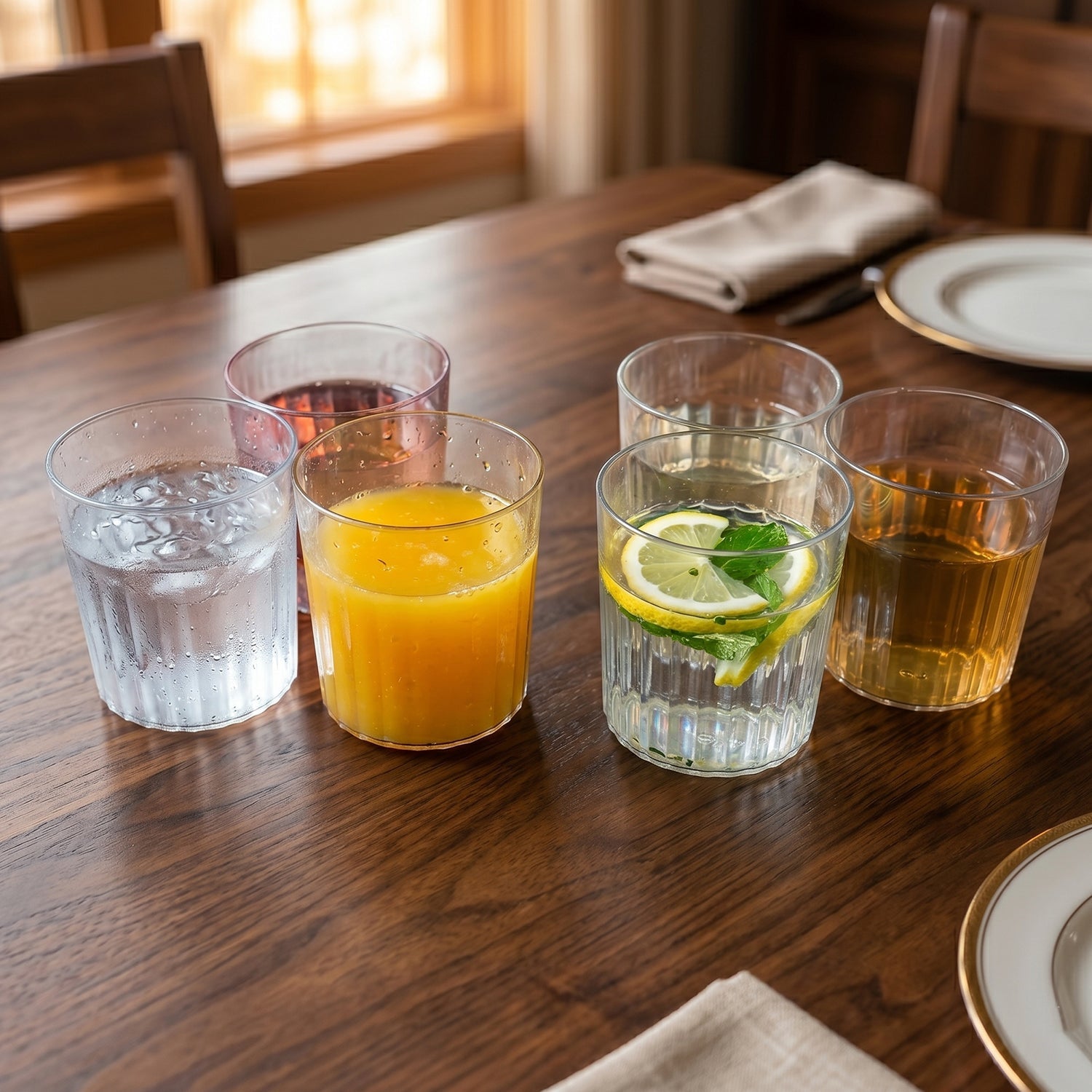 elegant transparent drinking glasses
