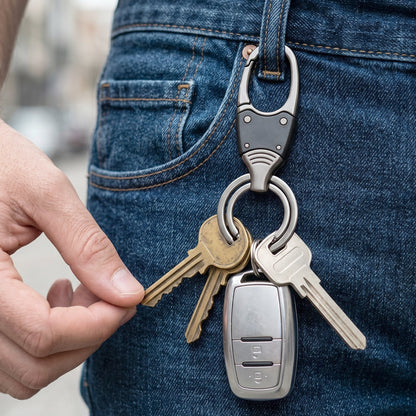 Premium Dual Ring Metal Key Holder with Rotating Swivel (1 Pc)