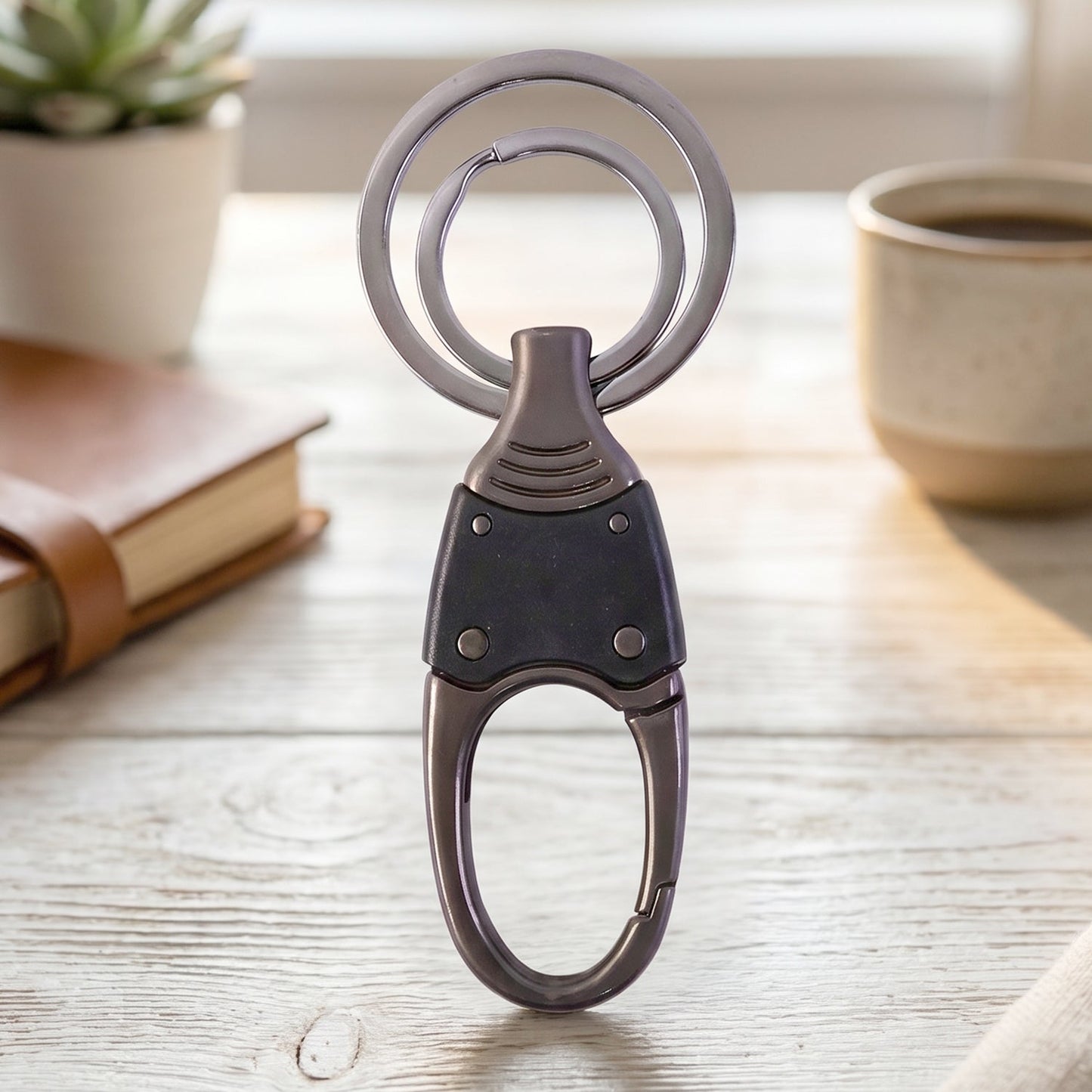 Premium Dual Ring Metal Key Holder with Rotating Swivel (1 Pc)