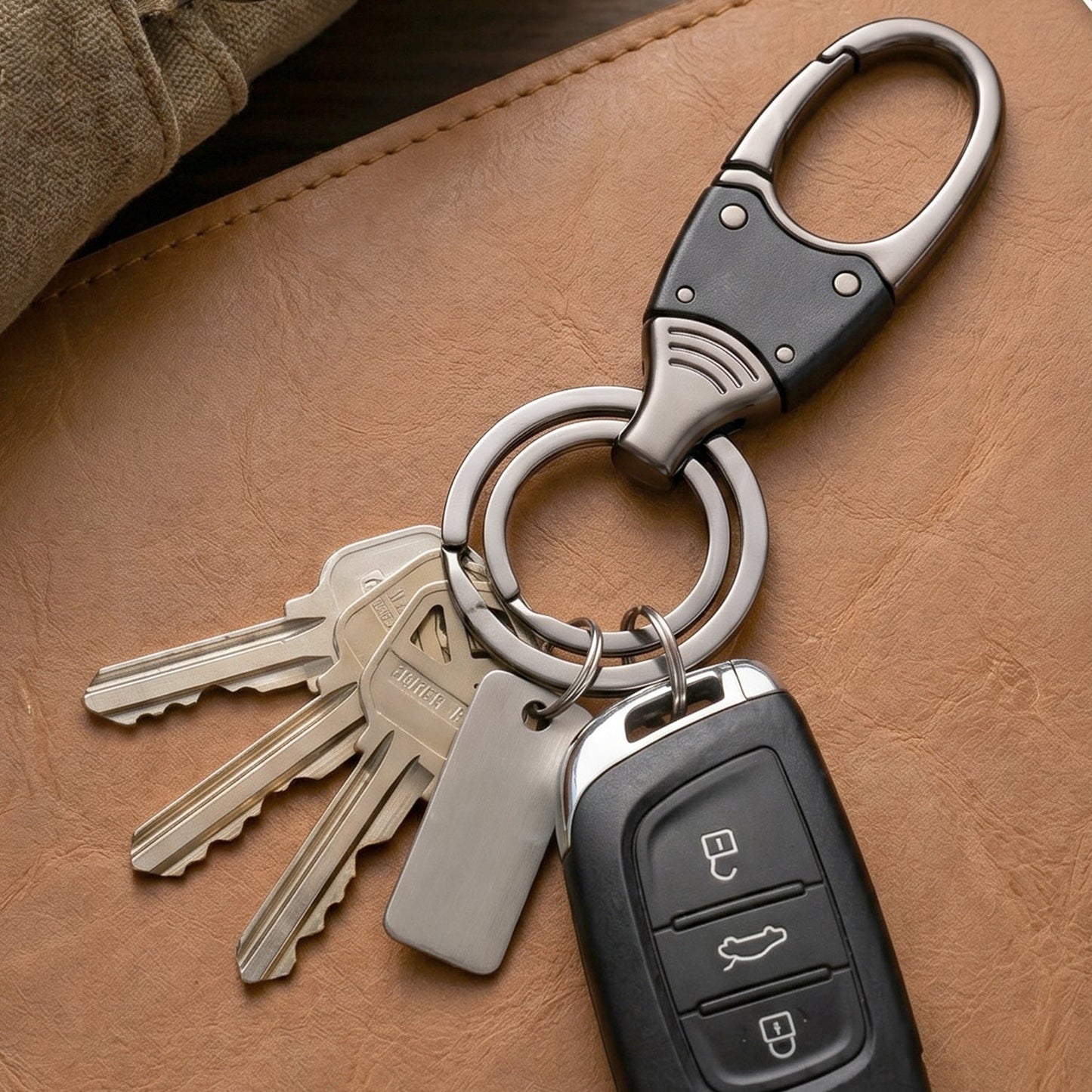 Premium Dual Ring Metal Key Holder with Rotating Swivel (1 Pc)