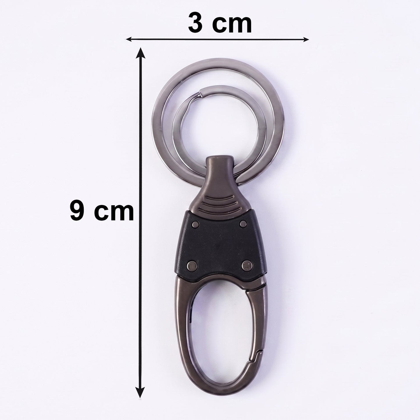 Premium Dual Ring Metal Key Holder with Rotating Swivel (1 Pc)