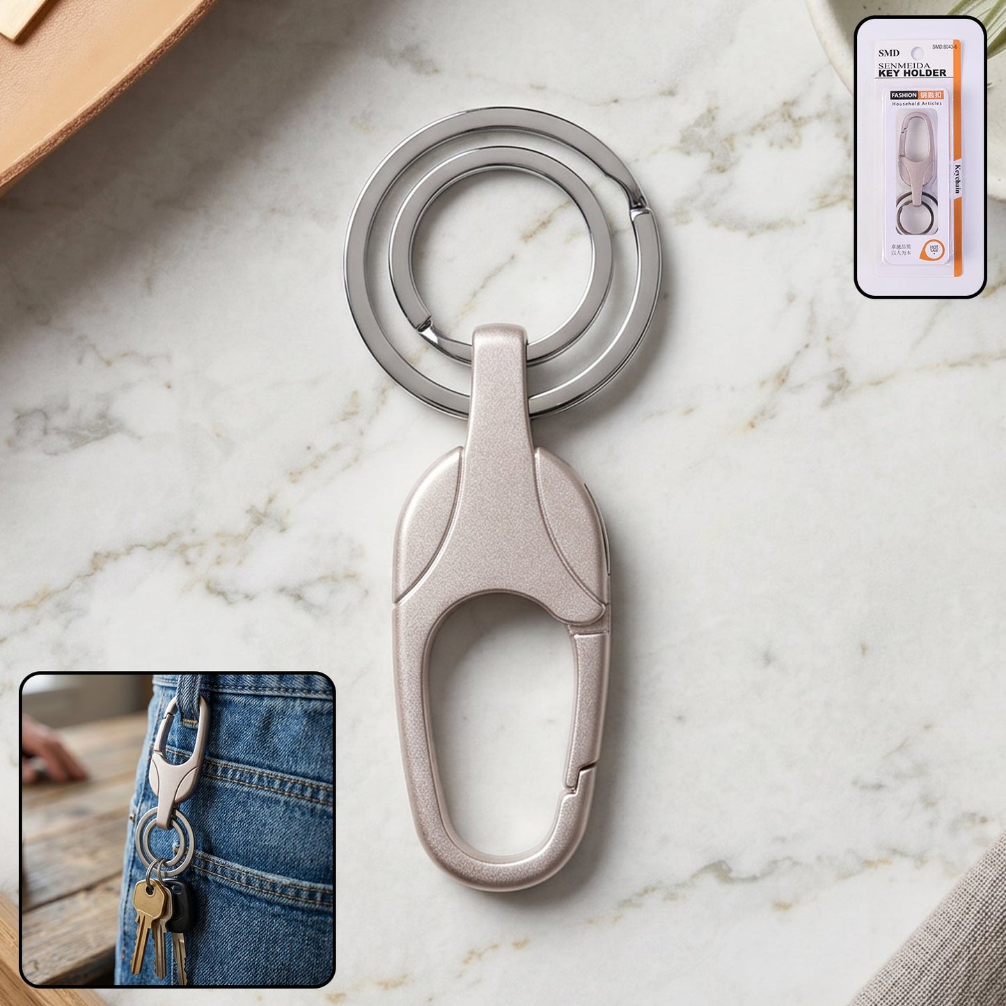 Durable Metal Keychain with Secure Clip (1 Pc)
