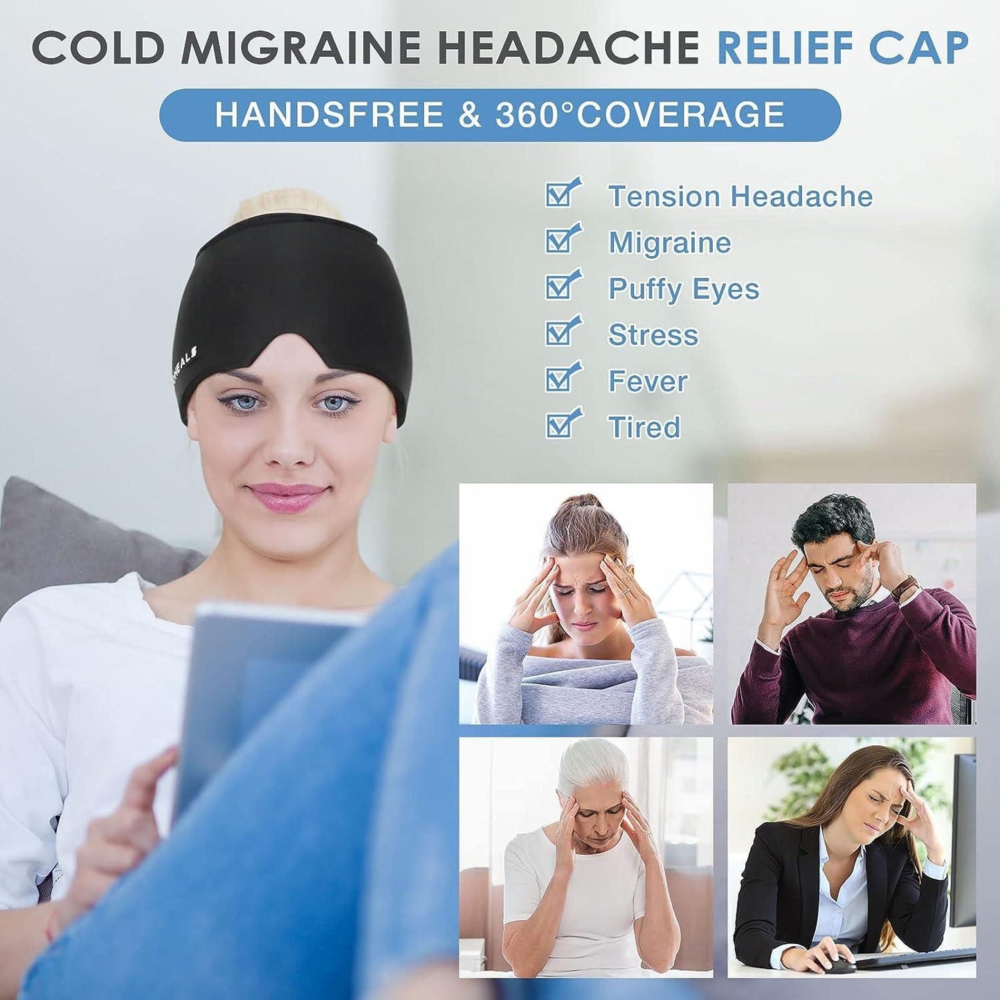 Headache pain relief ice cap
